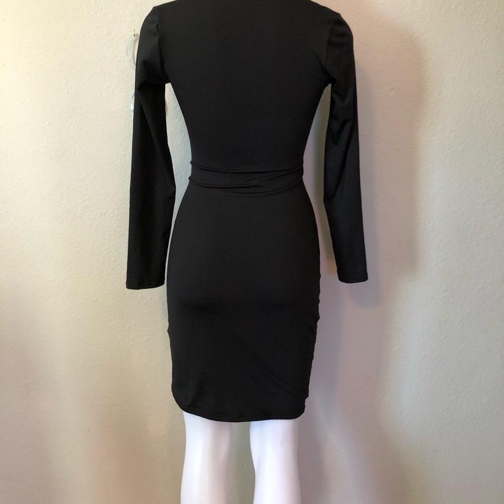 💝Black long sleeve dress midi - Picture 2 of 5